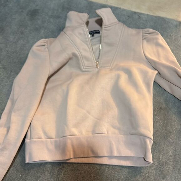 Generation Love Quarter Zip Tan Sweater - Like New Puffed Shoulders - Size Small - Picture 1 of 4